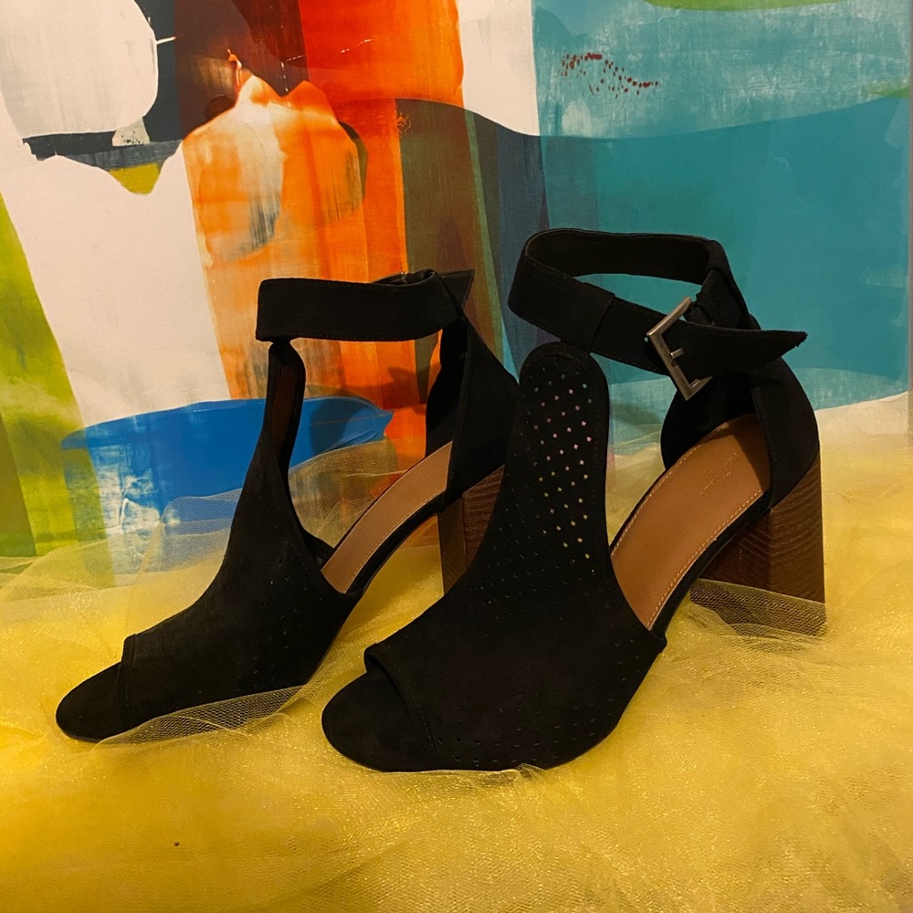 Black Clunky Heels, Black Suede worn 1 x
